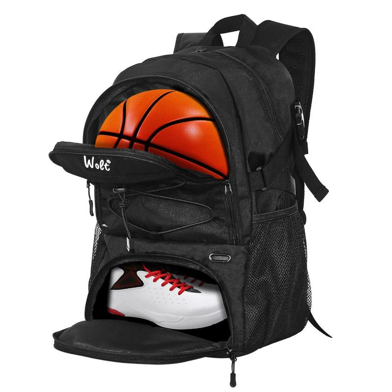WOLT Basketball Backpack - Large Sports Bag with Separate Ball Holder & Shoes Compartment, Best for Basketball, Soccer, Volleyball, Gym, Travel