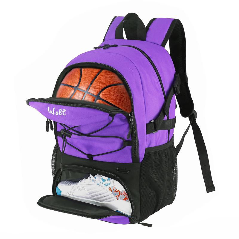 WOLT Basketball Backpack - Large Sports Bag with Separate Ball Holder & Shoes Compartment, Best for Basketball, Soccer, Volleyball, Gym, Travel