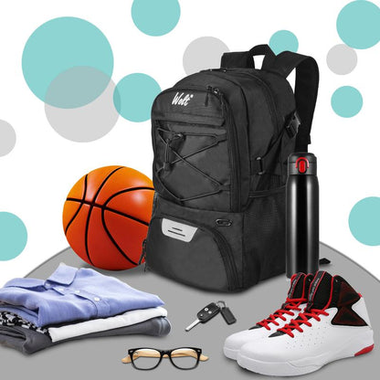 WOLT Basketball Backpack - Large Sports Bag with Separate Ball Holder & Shoes Compartment, Best for Basketball, Soccer, Volleyball, Gym, Travel